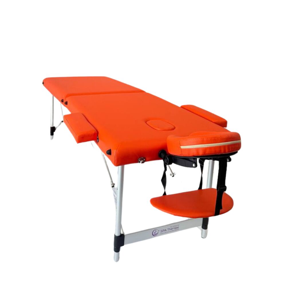 Masă de masaj portabilă, 2 secțiuni (dimensiuni 185 x 65 cm/metal)  eco piele, si 4cm de spuma Oranj, Husa Transport cu roți. - imaginea 12