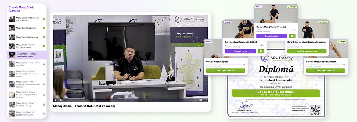 Platforma Spa Therapy Online cu lecții video și diplomă