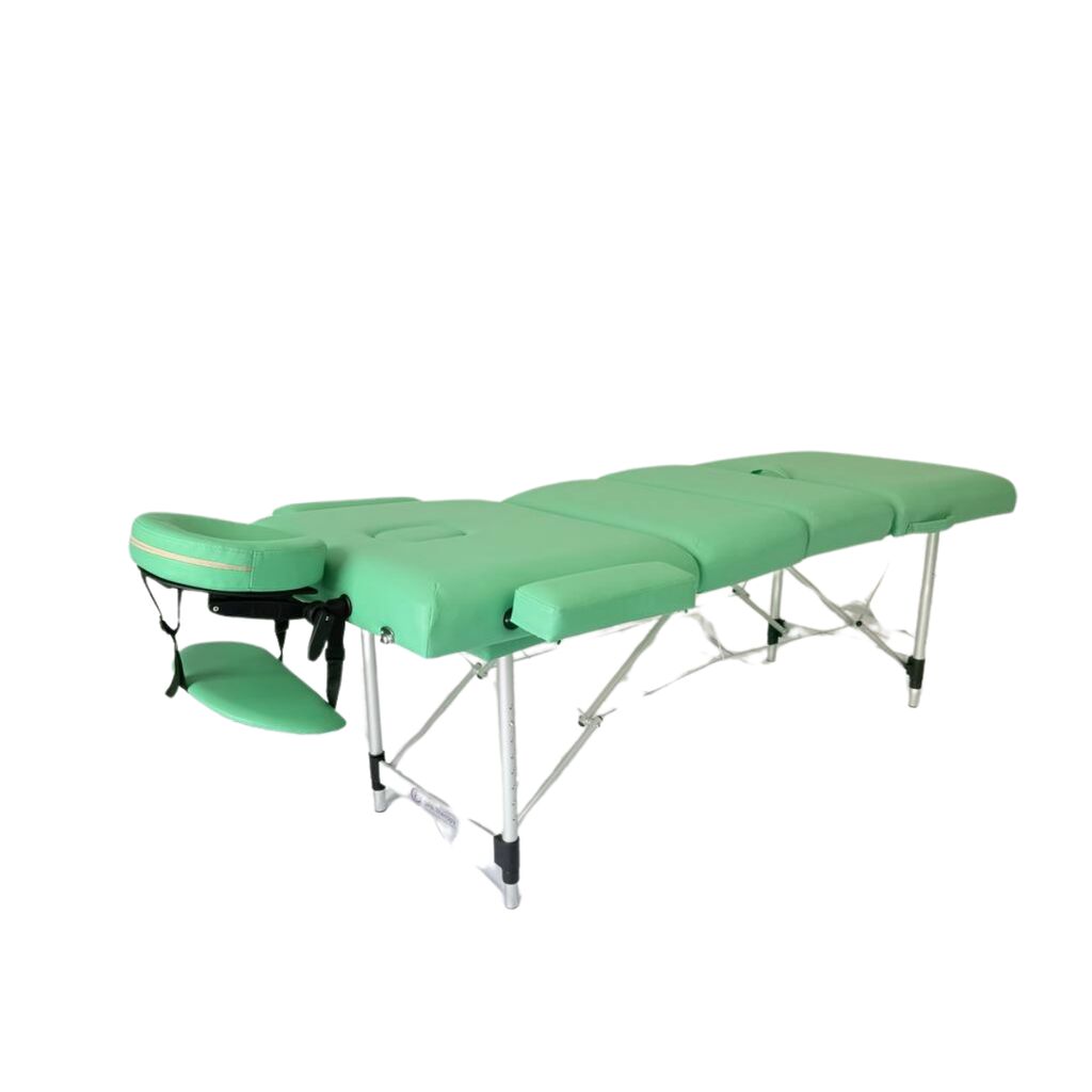 Masă de masaj portabilă 4 secțiuni (dimensiuni 185 x 65 cm/metal) eco piele, spuma de 6cm, Verde, Husa Transport. - imaginea 16