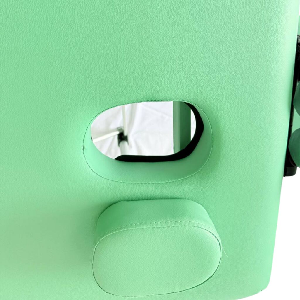 Masă de masaj portabilă 4 secțiuni (dimensiuni 185 x 65 cm/metal) eco piele, spuma de 6cm, Verde, Husa Transport. - imaginea 10