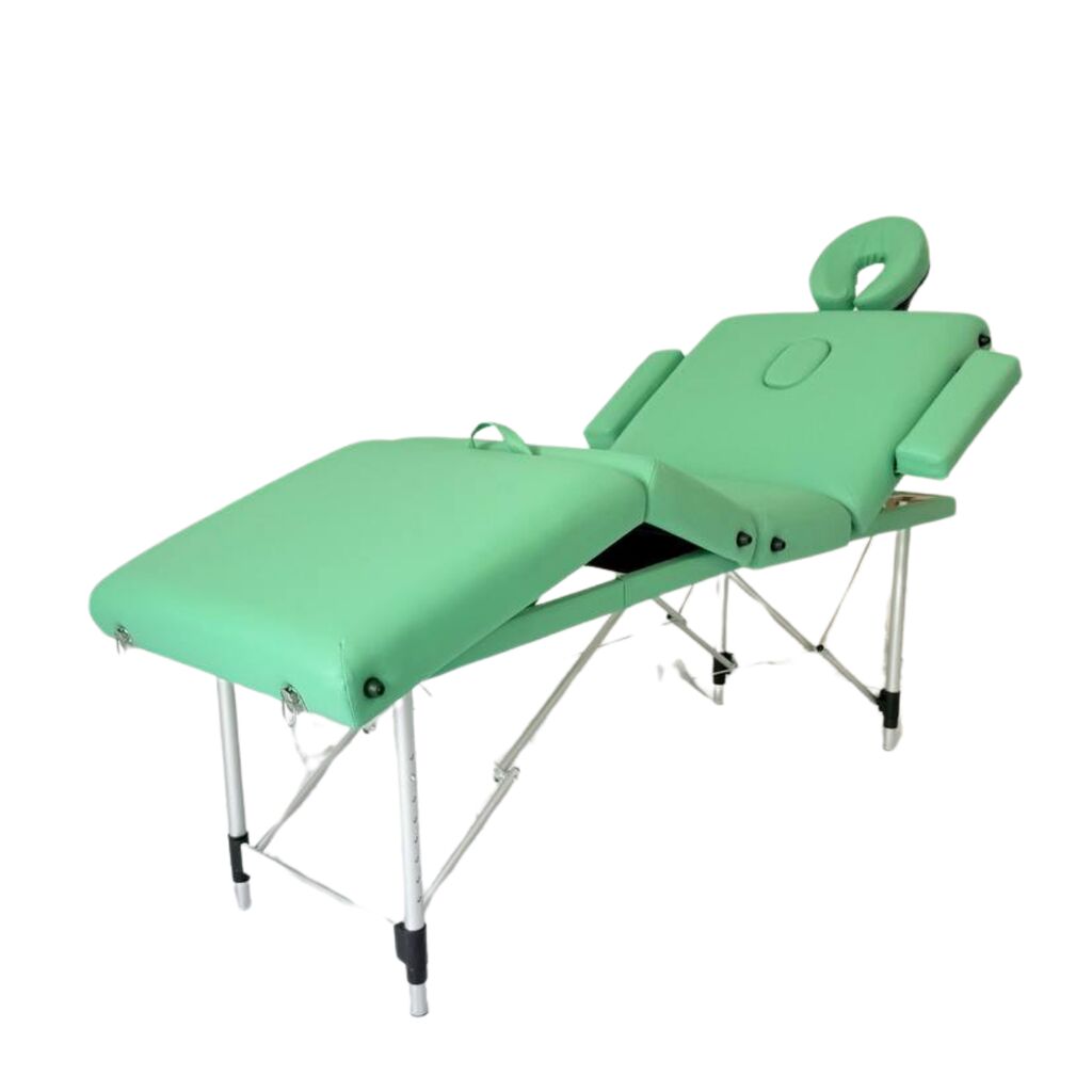 Masă de masaj portabilă 4 secțiuni (dimensiuni 185 x 65 cm/metal) eco piele, spuma de 6cm, Verde, Husa Transport. - imaginea 17