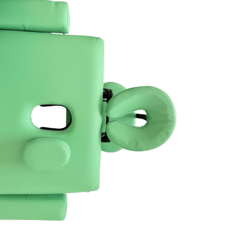 Masă de masaj portabilă 4 secțiuni (dimensiuni 185 x 65 cm/metal) eco piele, spuma de 6cm, Verde, Husa Transport. - imaginea 9