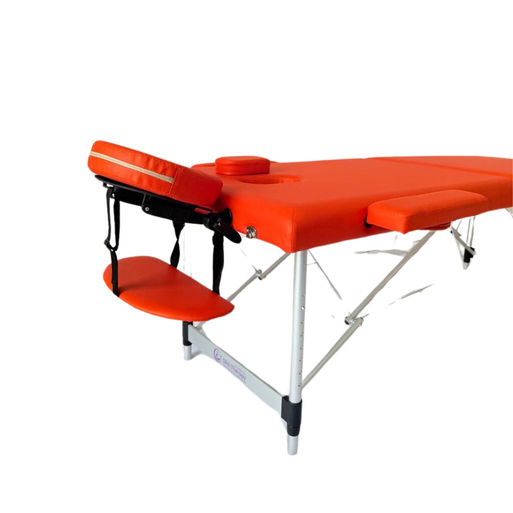 Masă de masaj portabilă, 2 secțiuni (dimensiuni 185 x 65 cm/metal)  eco piele, si 4cm de spuma Oranj, Husa Transport cu roți. - imaginea 3
