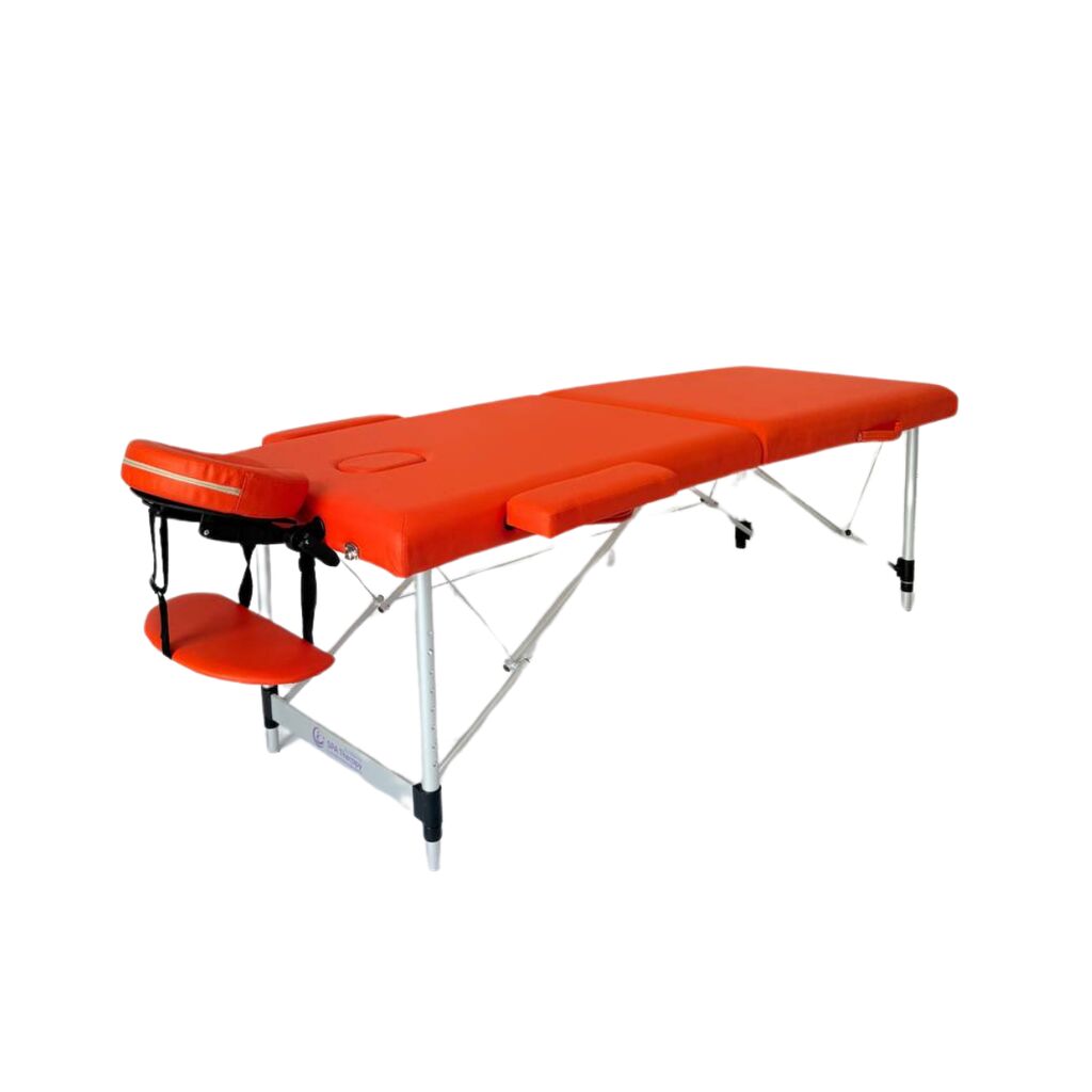 Masă de masaj portabilă, 2 secțiuni (dimensiuni 185 x 65 cm/metal)  eco piele, si 4cm de spuma Oranj, Husa Transport cu roți. - imaginea 4