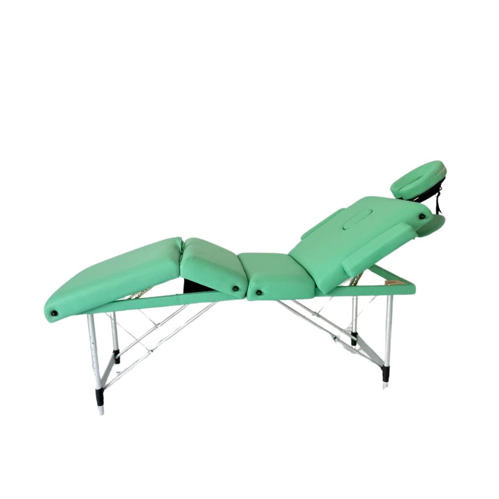Masă de masaj portabilă 4 secțiuni (dimensiuni 185 x 65 cm/metal) eco piele, spuma de 6cm, Verde, Husa Transport. - imaginea 13