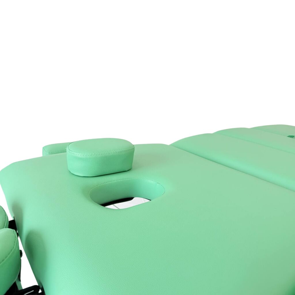 Masă de masaj portabilă 4 secțiuni (dimensiuni 185 x 65 cm/metal) eco piele, spuma de 6cm, Verde, Husa Transport. - imaginea 12