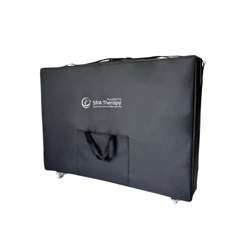Masă de masaj portabilă, 2 secțiuni (dimensiuni 185 x 65 cm/lemn dur) eco piele, spuma de 4cm Oranj, Husa Transport cu roți. - imaginea 20