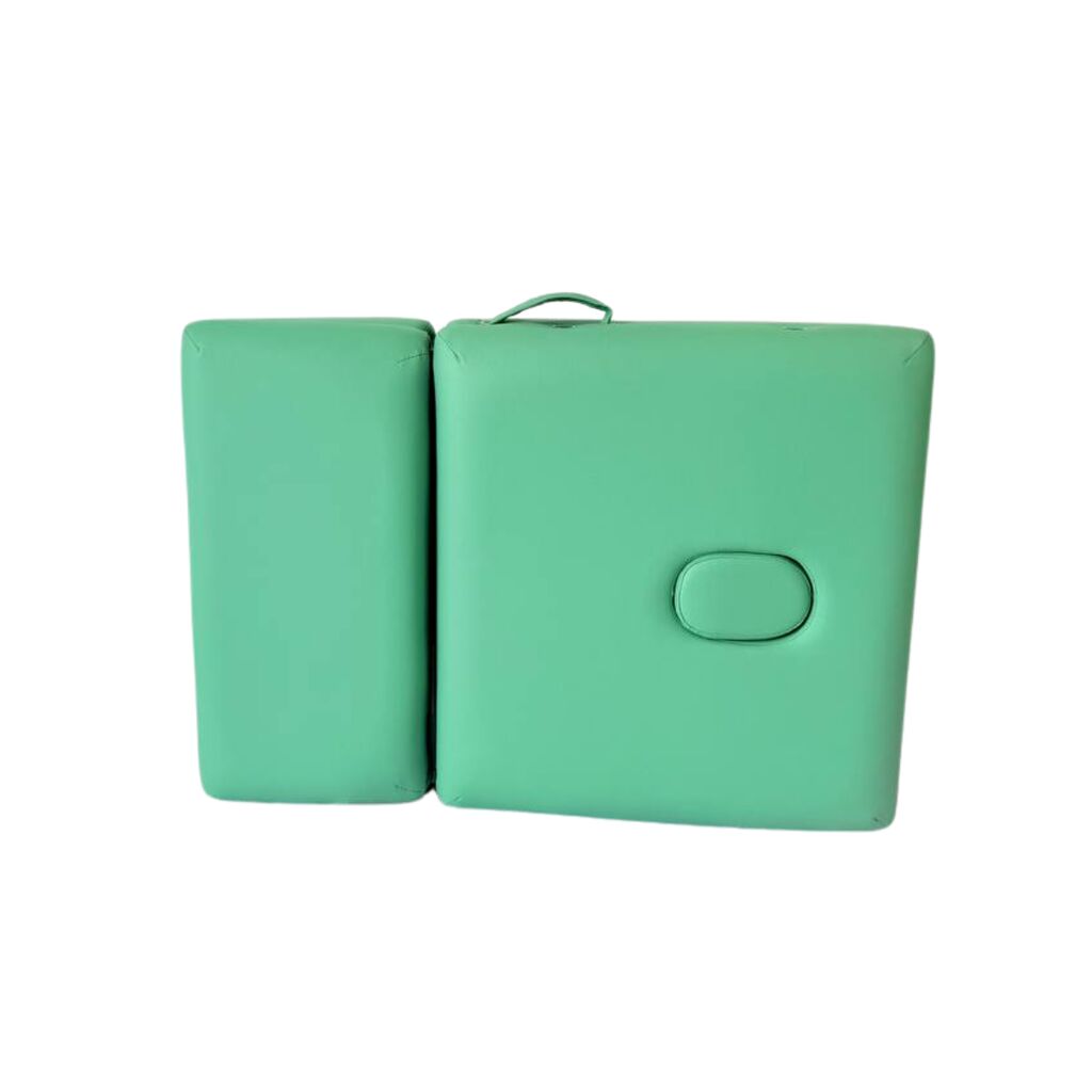 Masă de masaj portabilă 4 secțiuni (dimensiuni 185 x 65 cm/metal) eco piele, spuma de 6cm, Verde, Husa Transport. - imaginea 8