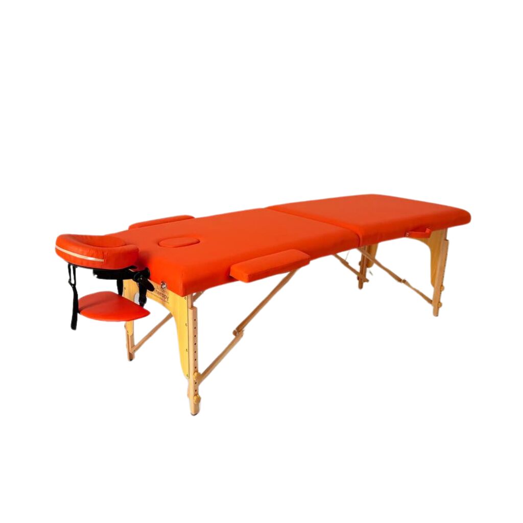 Masă de masaj portabilă, 2 secțiuni (dimensiuni 185 x 65 cm/lemn dur) eco piele, spuma de 4cm Oranj, Husa Transport cu roți. - imaginea 16