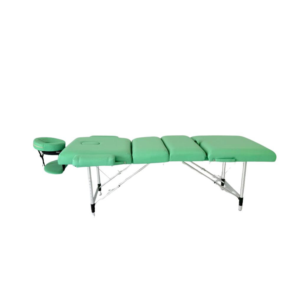 Masă de masaj portabilă 4 secțiuni (dimensiuni 185 x 65 cm/metal) eco piele, spuma de 6cm, Verde, Husa Transport. - imaginea 15
