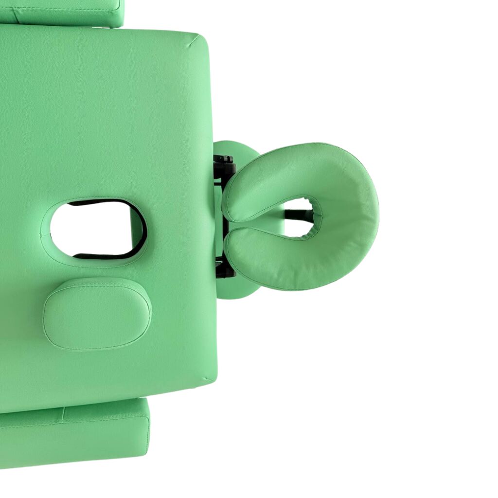 Masă de masaj portabilă 4 secțiuni (dimensiuni 185 x 65 cm/metal) eco piele, spuma de 6cm, Verde, Husa Transport. - imaginea 14
