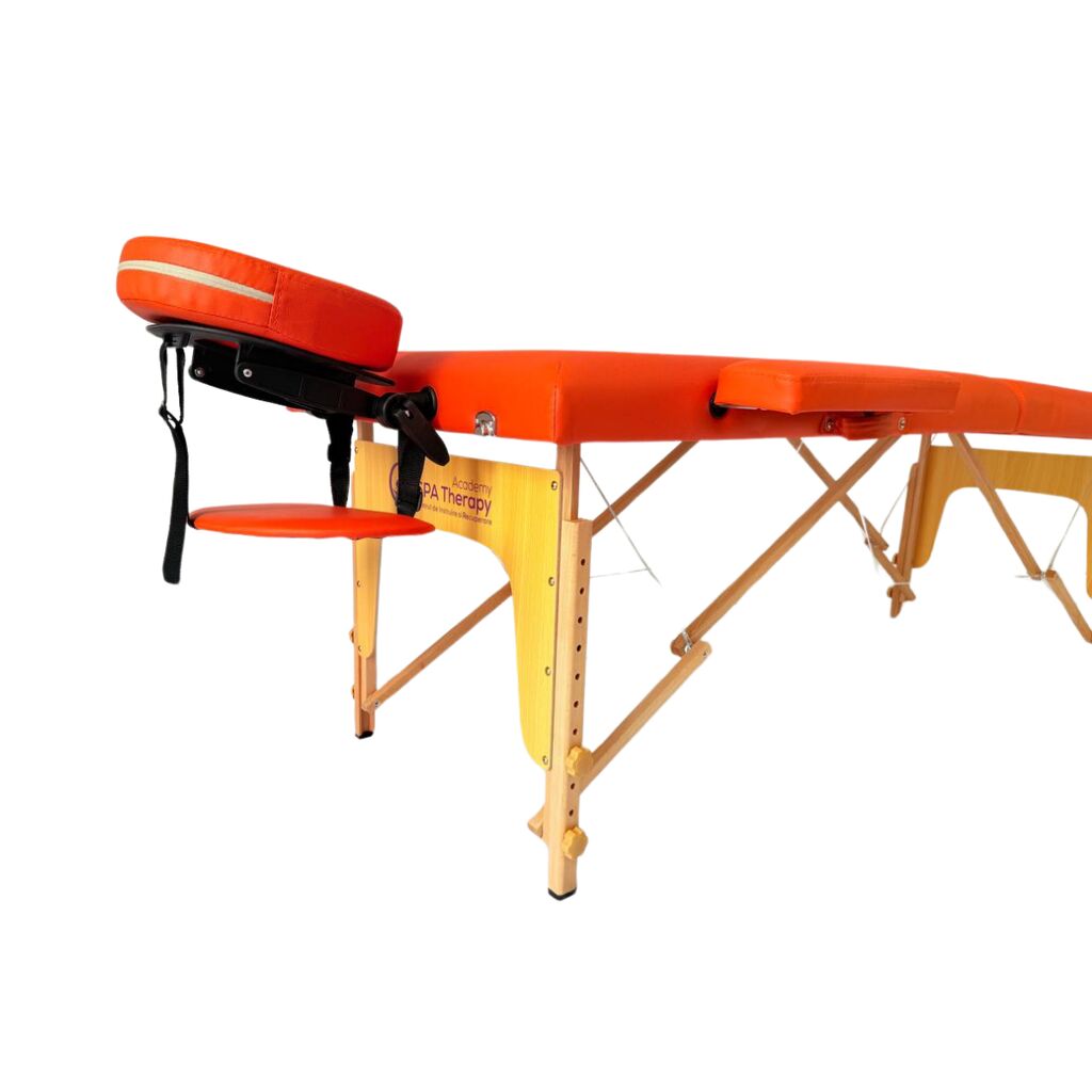 Masă de masaj portabilă, 2 secțiuni (dimensiuni 185 x 65 cm/lemn dur) eco piele, spuma de 4cm Oranj, Husa Transport cu roți. - imaginea 7