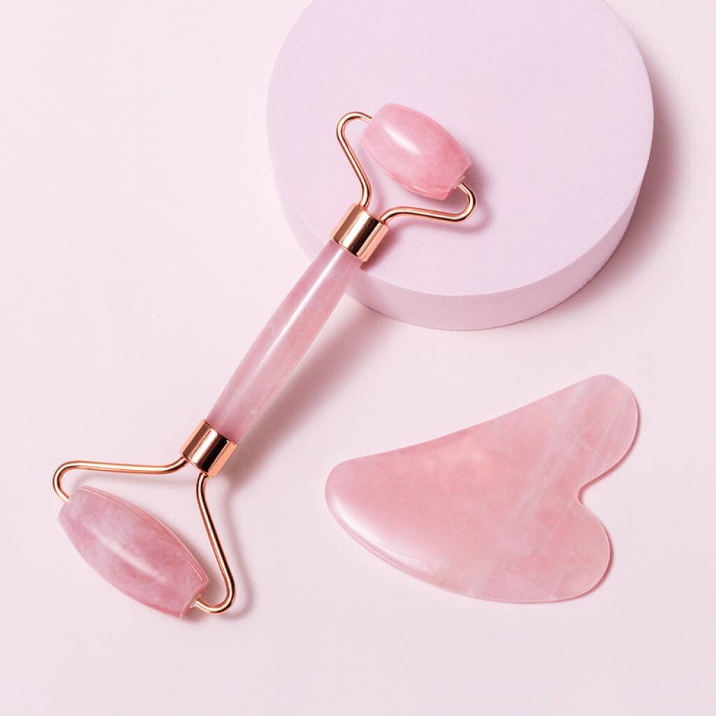 Set facial piatra naturala (Cuarț Roz)