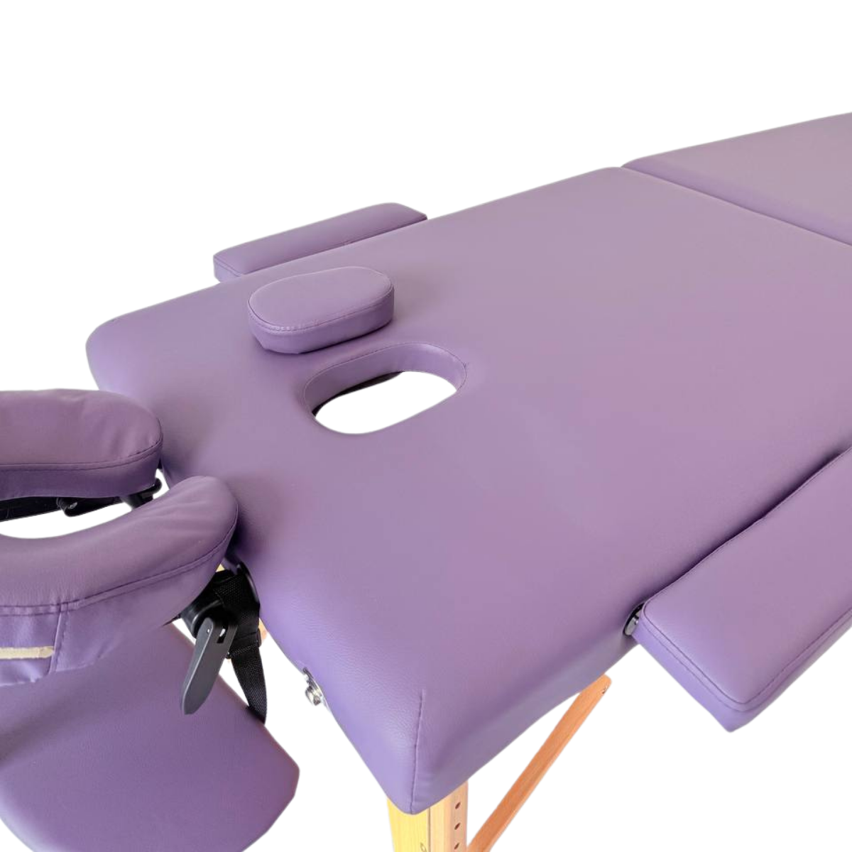 Masă de masaj portabilă, (dimensiuni 185 x 65 cm/lemn) Violet ,Husa Transport cu roți. - 5
