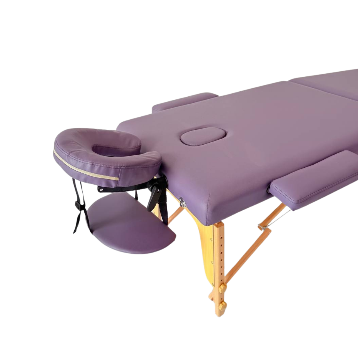 Masă de masaj portabilă, (dimensiuni 185 x 65 cm/lemn) Violet ,Husa Transport cu roți.