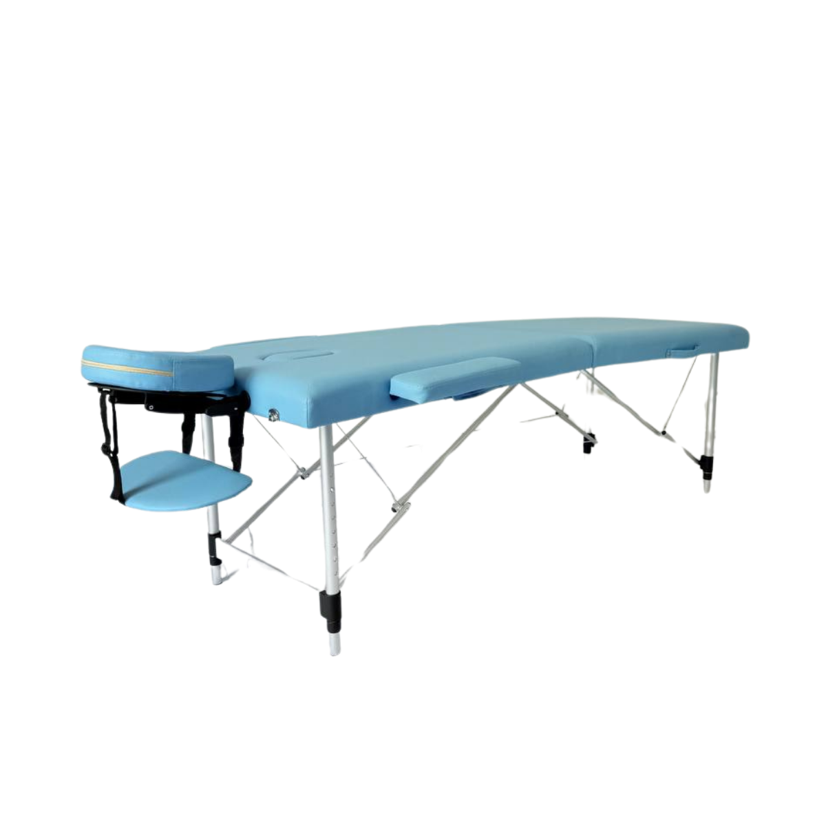 Masă de masaj portabilă,2 secțiuni (dimensiunea 185/65 cm/metal)  Albastru ,Husa Transport cu roți. - 10