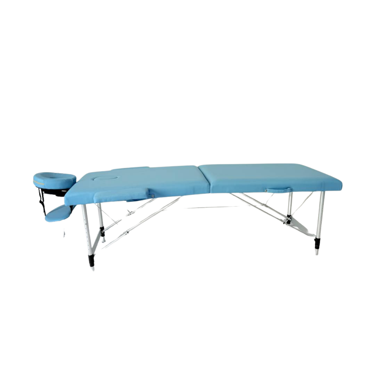 Masă de masaj portabilă,2 secțiuni (dimensiunea 185/65 cm/metal)  Albastru ,Husa Transport cu roți. - 6