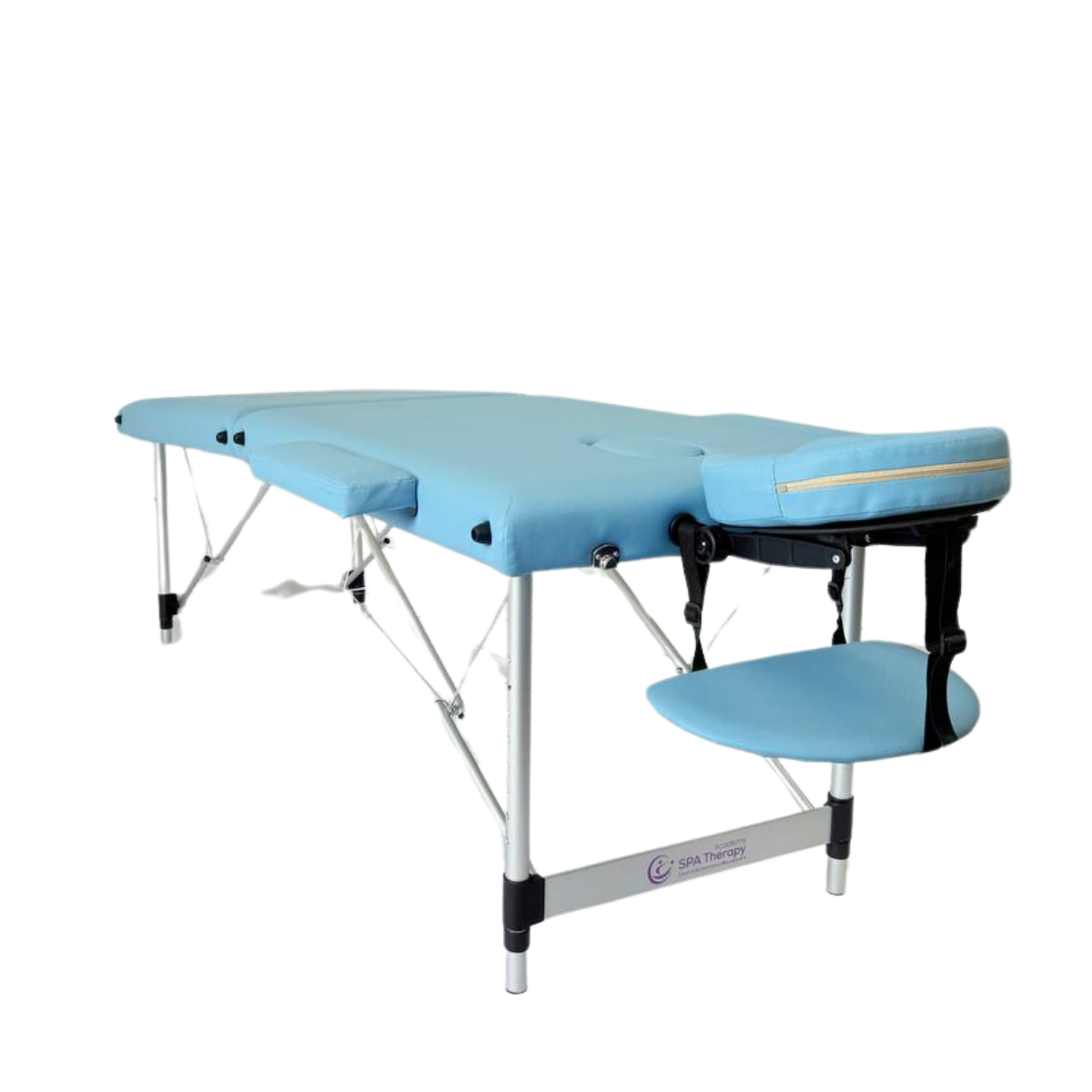 Masă de masaj portabilă,2 secțiuni (dimensiunea 185/65 cm/metal)  Albastru ,Husa Transport cu roți. - 5